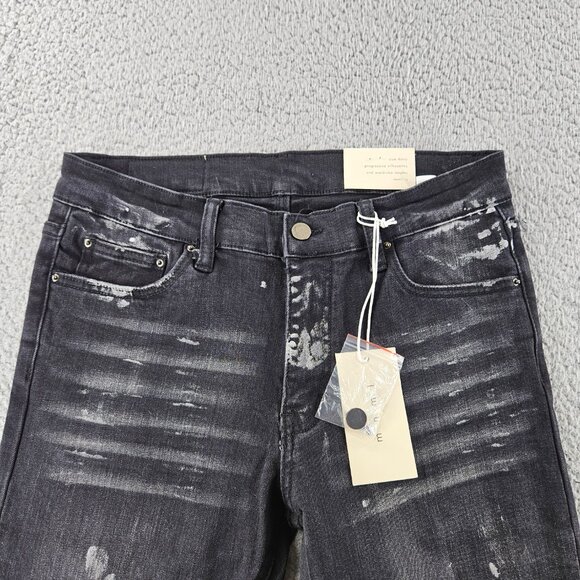 mnml Jeans Mens 30 Black X143 Stretch Denim Distressed Slim Fit Grunge Skater - Picture 2 of 15